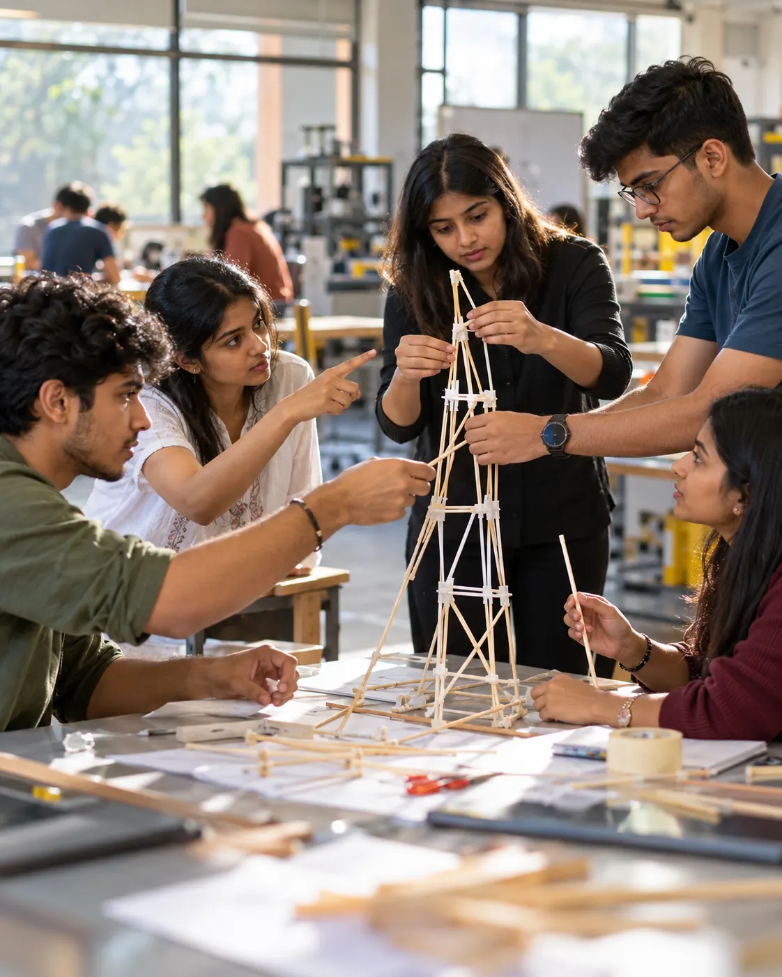 Teams working through a shared challenge in a workshop
