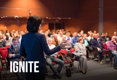 Ignite programme facilitator engaging an audience
